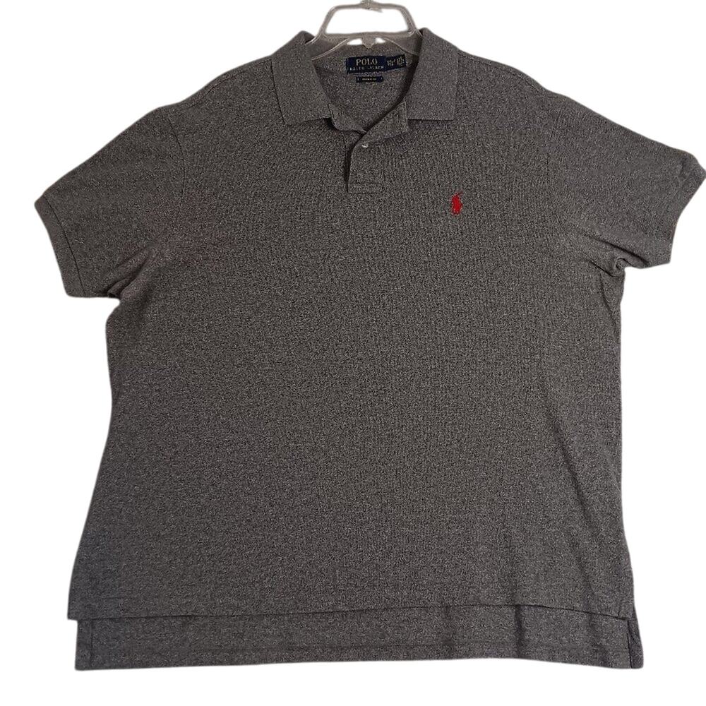 Polo Ralph Lauren Shirt Mens XXL Heathered Gray Custom Fit Polo Knit Pony Preppy